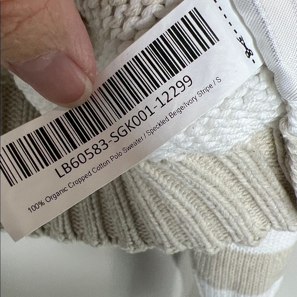 QUINCE 100% Organic Cotton Cropped Polo Sweater in Beige Ivory size Small - Picture 9 of 12